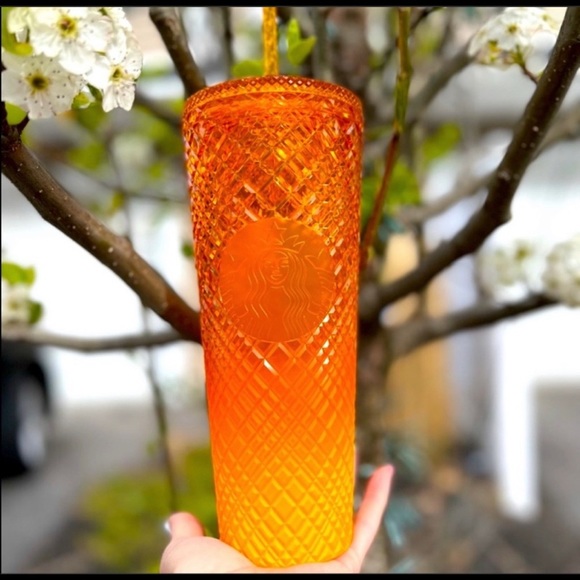 🌟 JEWELED Ombré Orange Starbucks Tumbler Summer 2022 Limited Edition Cup - Picture 1 of 8